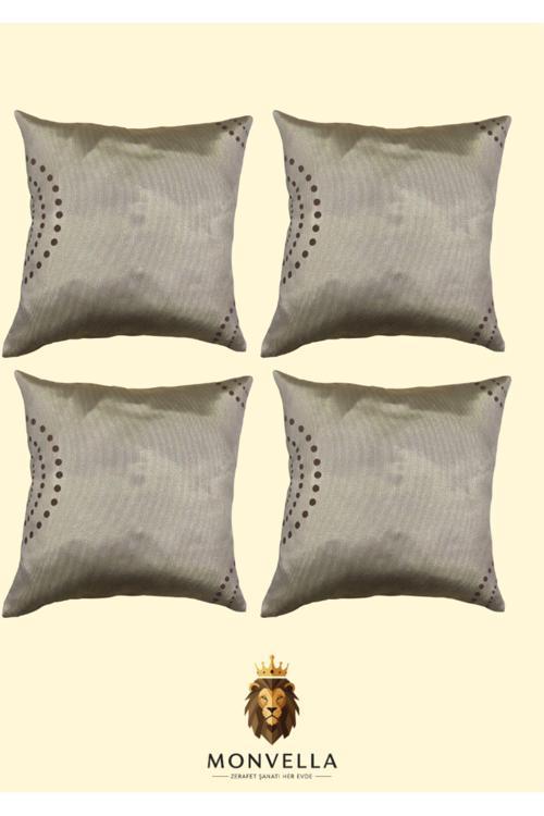4'Lü Gold Tafta Kırlent Kılıfı | 40X40 Lüks | Gizli Fermuarlı | 30 Yıkanabilir!