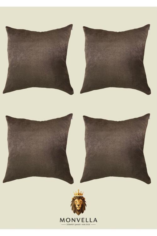 Kırlent Kılıfı 4'Lü Koyu Kahve | 40X40 Soft Yumuşak | Gizli Fermuarlı | 30 Yıkanabilir!