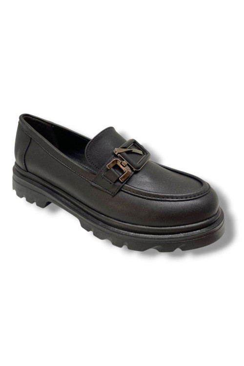 819-25 Deri Anatomik Q Tokalı Loafer Kadın Ayakkabı