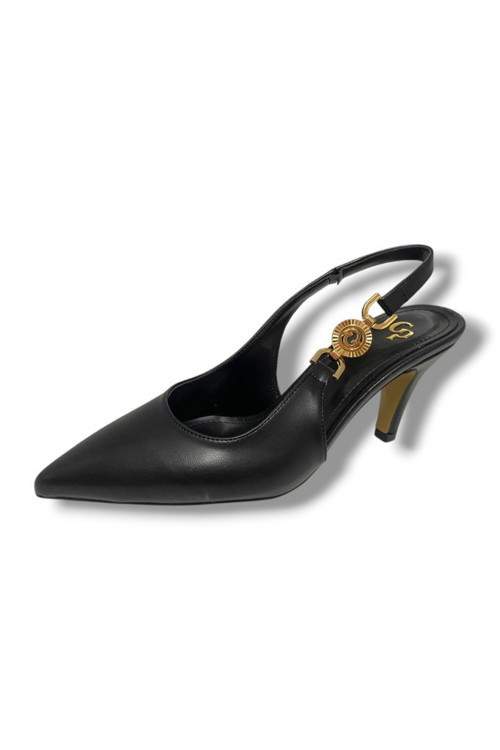 25661-25 Deri Tokalı Lastik Bant Kadın Stiletto
