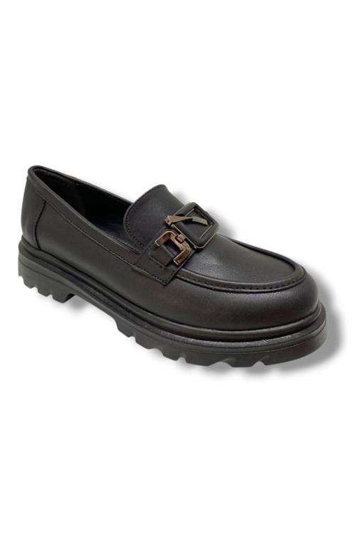819-25 Deri Anatomik Q Tokalı Loafer Kadın Ayakkabı