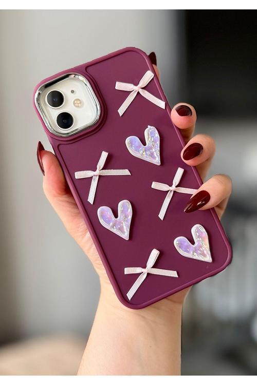 Iphone 11 3D Fiyonk/Kalp Dekorlu Kılıf