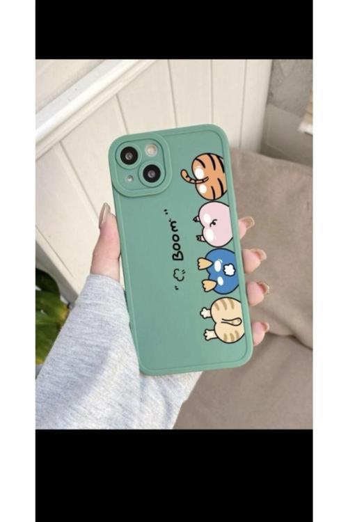 Iphone 12 Pro Yeşil Kedili Kılıf 12Pro Kılıf Case