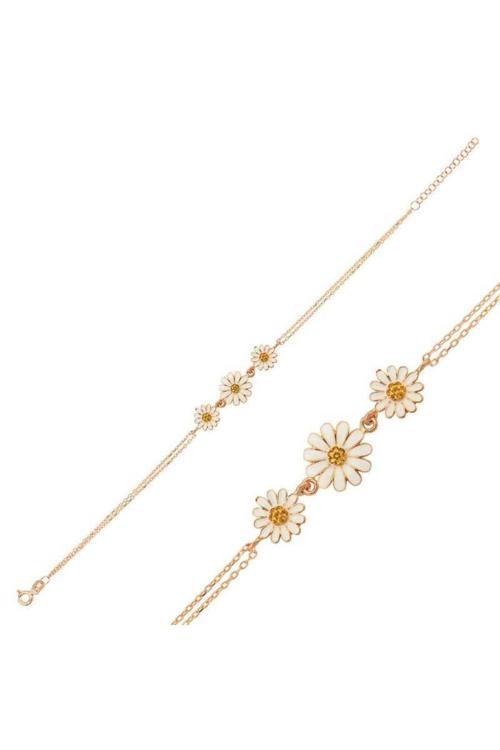 Gümüş Rose Üçlü Papatya Bileklik