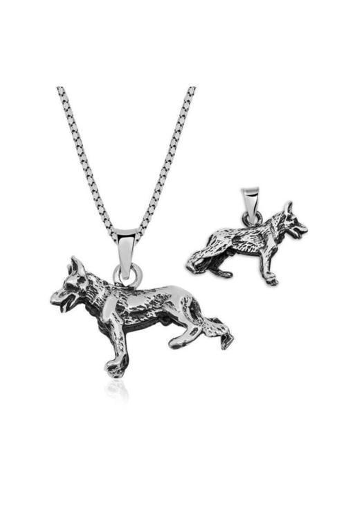 Gümüş Bozkurt Erkek Kolye