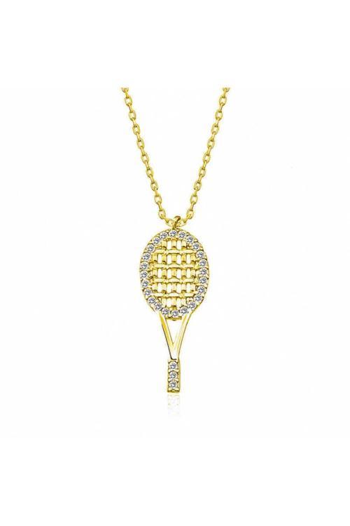 Gümüş Gold Tenis Raketi Kolye