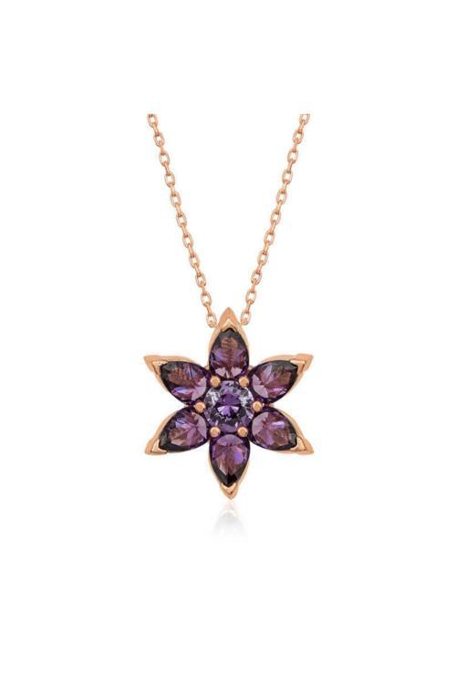 ?Gümüş Mor Çiçek Kolye