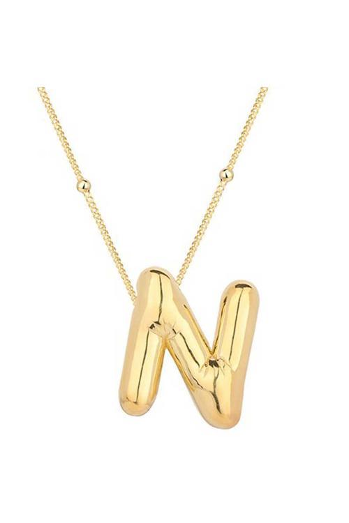 Gümüş Gold Balon N Harfi Kadın Kolye