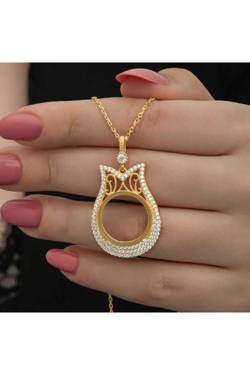 Gümüş Gold Kaplama Çeyrek Altın Takılabilen Kadın Kolye