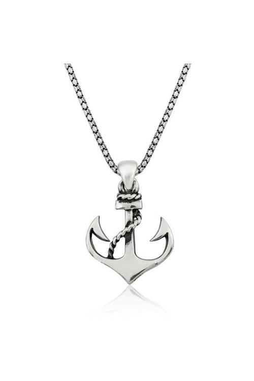 Gümüş Deniz Çapası Erkek Kolye