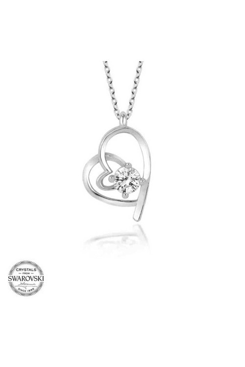 Swarovski Taşlı Gümüş Kalp Kolye