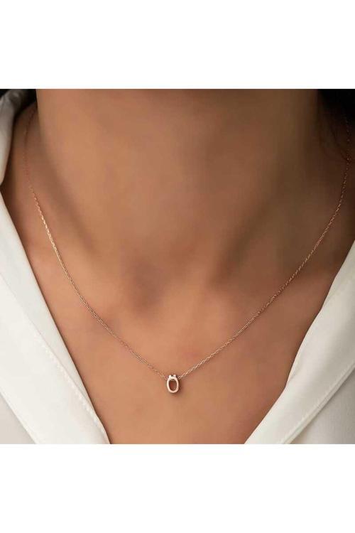 Gümüş Rose 3 Boyutlu Ö Harf  Kolye
