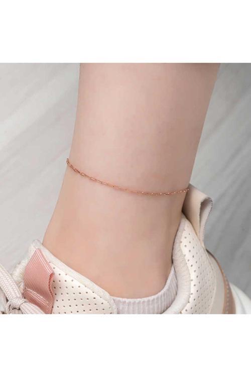 Gümüş Rose Zincir Desenli Halhal