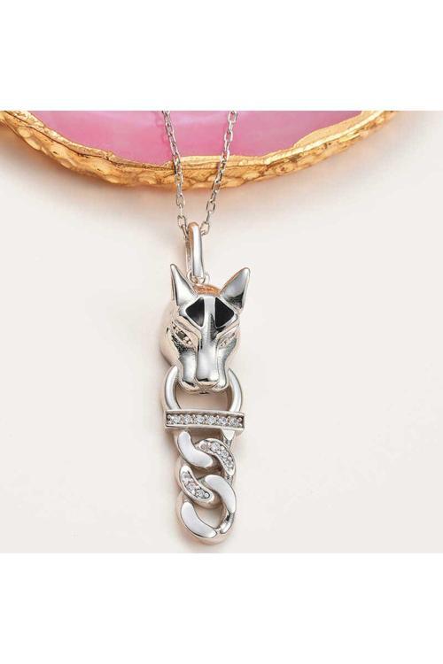 Gümüş Kaplan Figürlü Kadın Kolye