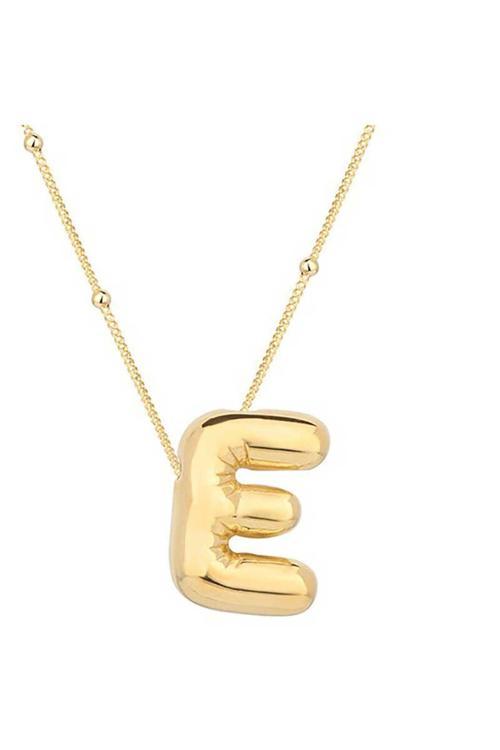Gümüş Gold Balon E Harfi Kadın Kolye