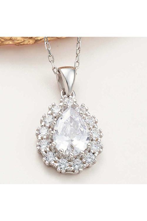 Gümüş Damla Zirkon Taşlı Kadın Kolye