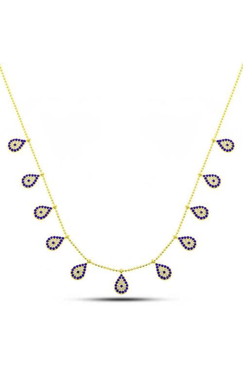 Gümüş Gold Damla Nazarlı Şans Kadın Kolye