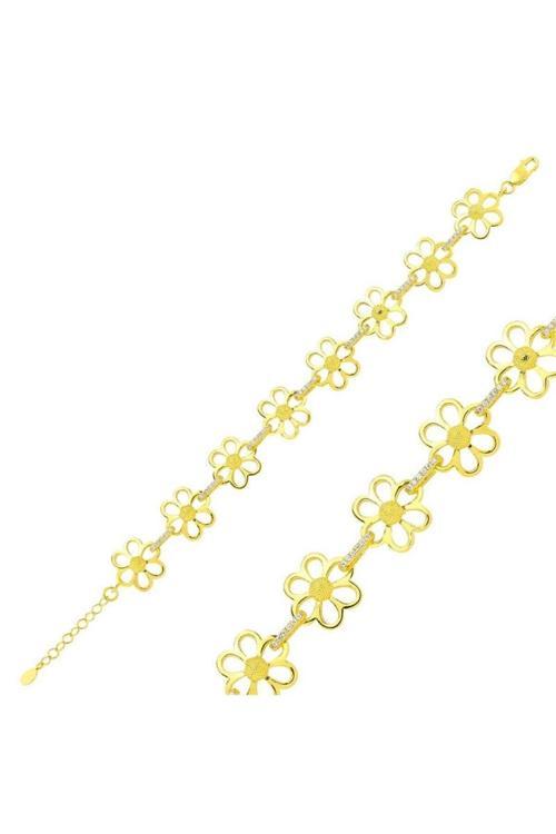 Gümüş Gold Sarı Papatya Bileklik