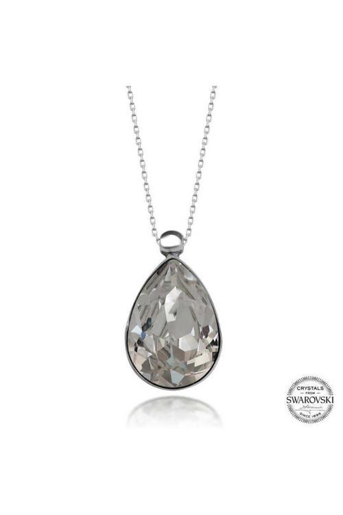 Crystal Taşlı Damla Gümüş Kadın Kolye