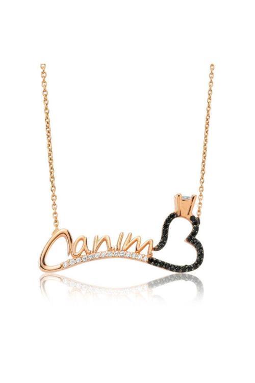 Gümüş Canım Yazılı Tek Taş Kalp Kadın Kolye