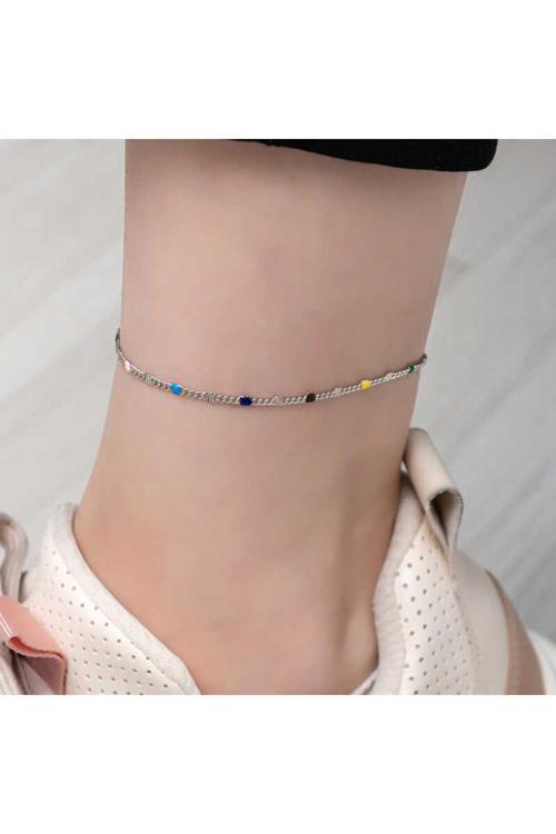 Gümüş Renkli Mineli Halhal