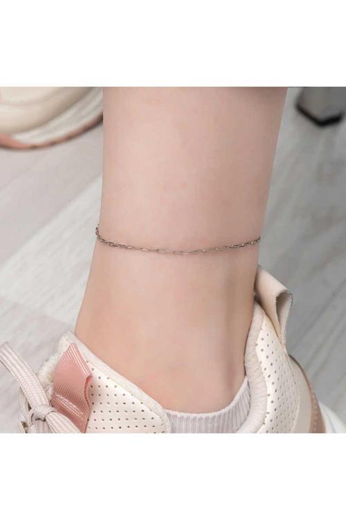 Gümüş Zincir Desenli Halhal