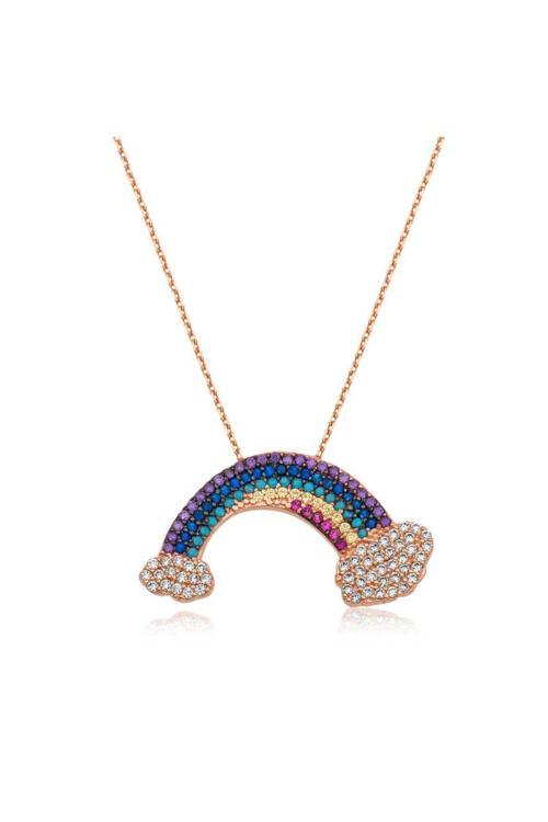 Gümüş Rose Gökkuşağı  Kolye