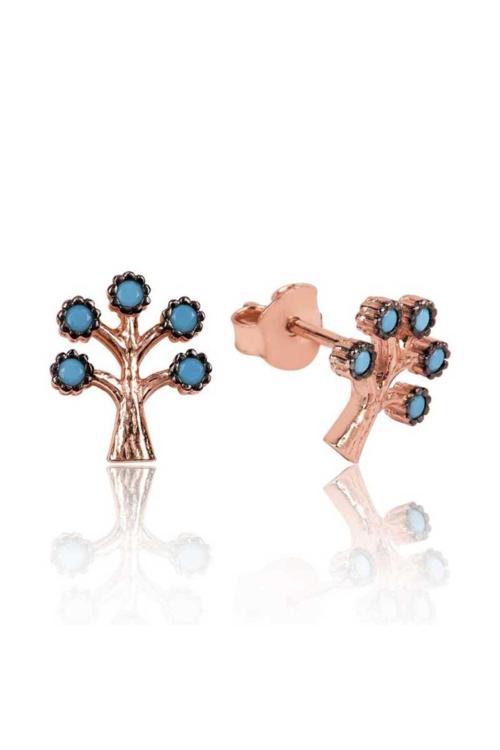 Gümüş Hayat Ağacı Çivili Küpe