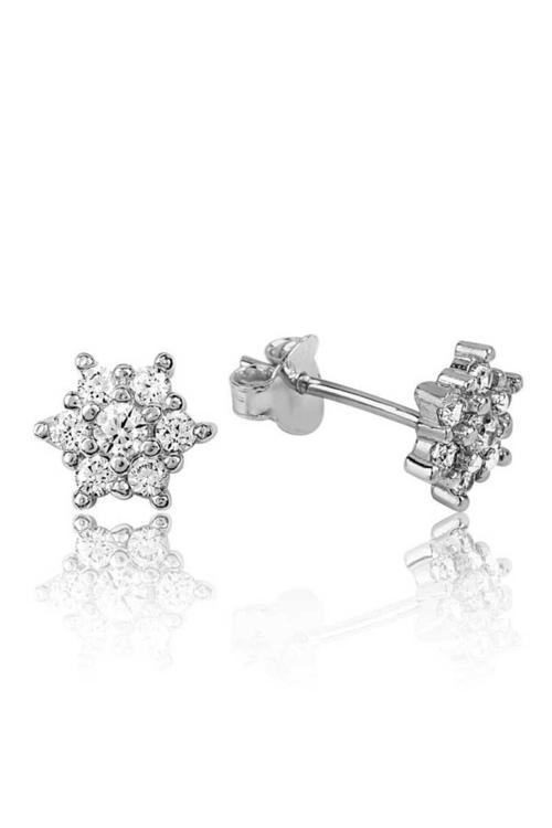 Gümüş Çiçek Çivili Küpe