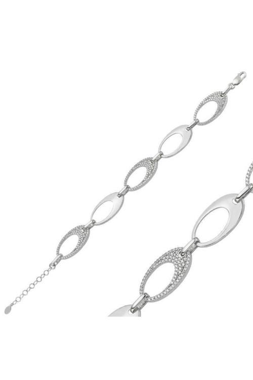 Gümüş Taşlı Oval  Bileklik