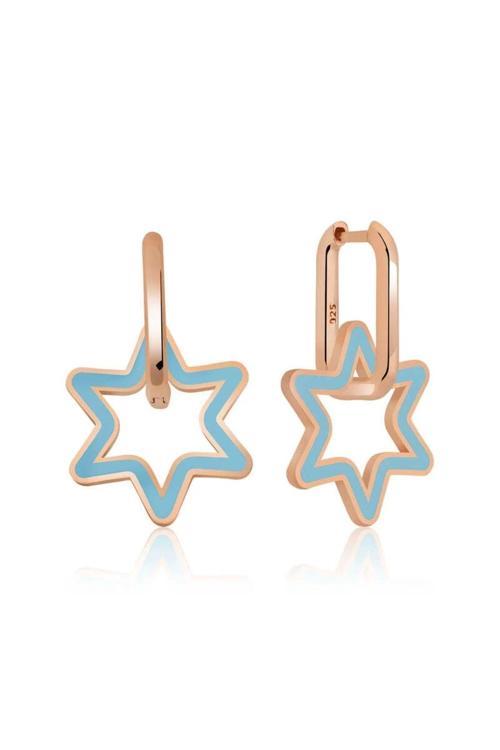 Gümüş Fosforlu Mavi Yıldız Küpe