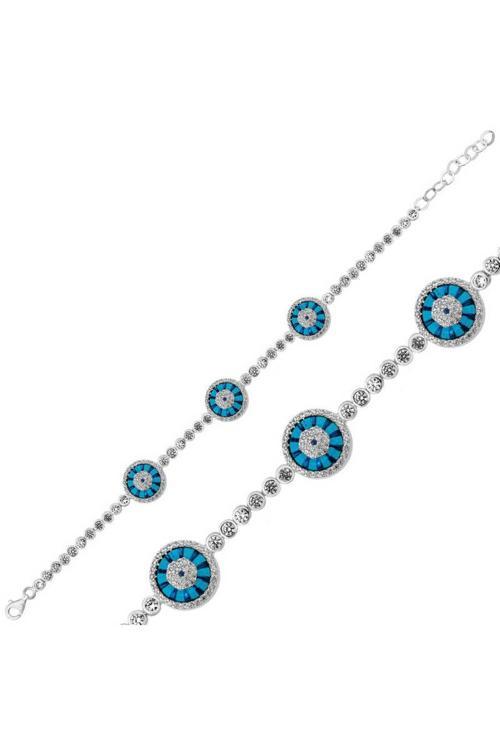 Gümüş Camgöz Üçlü Suyolu Nazar Bileklik