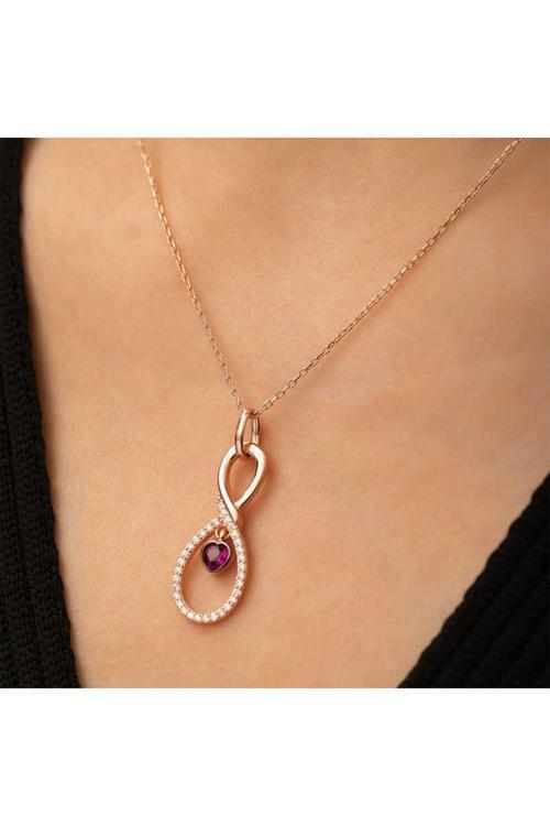 Gümüş Rose Sonsuz Kalp Kolye