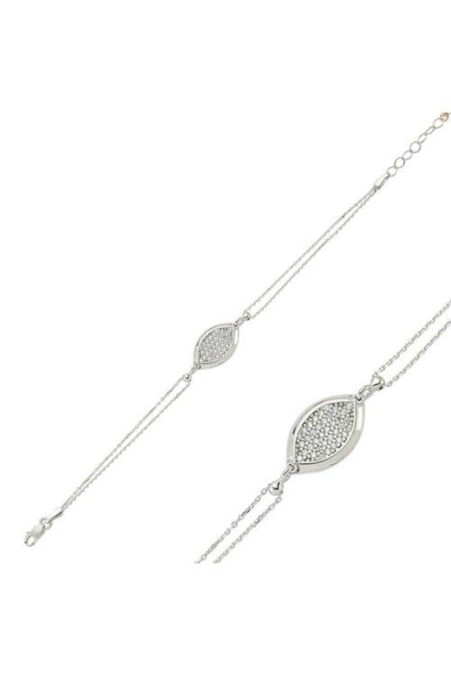 Gümüş Beyaz Taşlı Bileklik