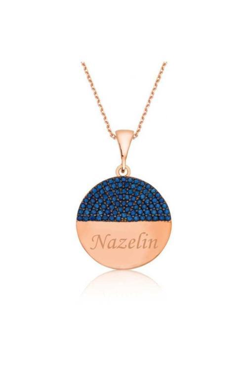 Gümüş Mavi Taşlı Isimli Kolye