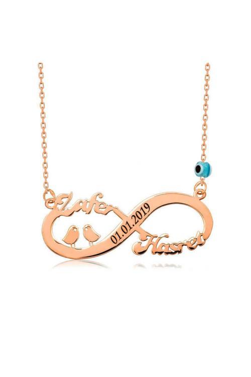 Gms Kuşlu Sonsuzluk Isimli Kadın Gümüş Kolye