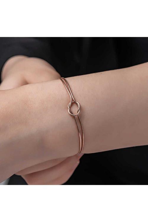 925 Ayar Gümüş Rose Aşk Düğüm Kadın Bileklik