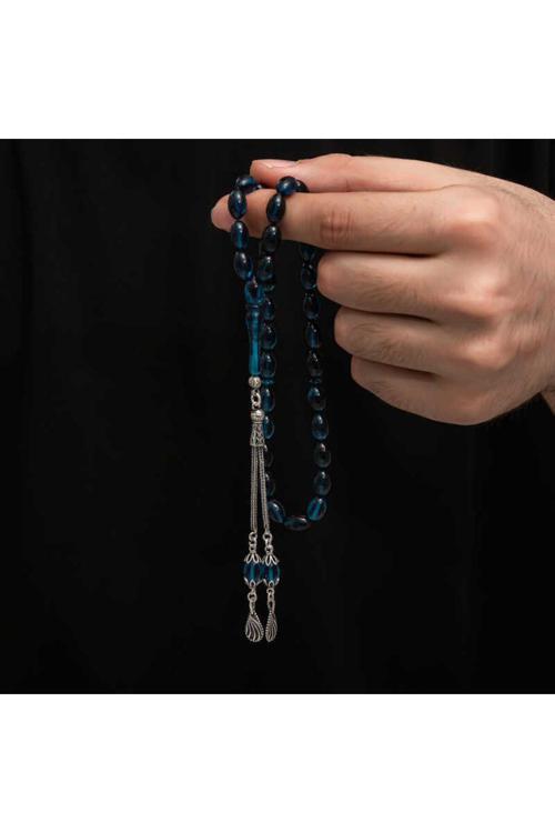 Gümüş Püskül Sıkma Kehribar Tesbih İle Gözler Sizde