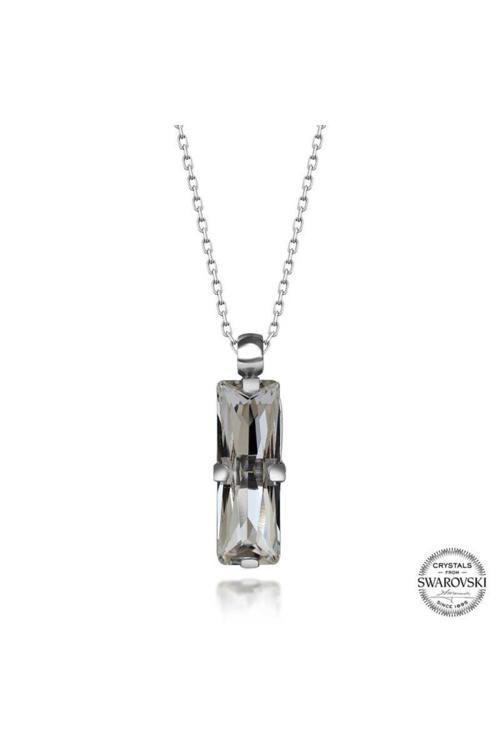 Crystal Taşlı Baget Gümüş Kadın Kolye