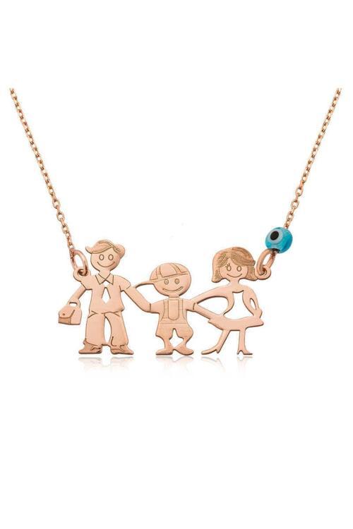 Gümüş Mutlu Aile Kadın Kolye