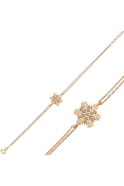 Gümüş Rose Kar Tanesi Bileklik