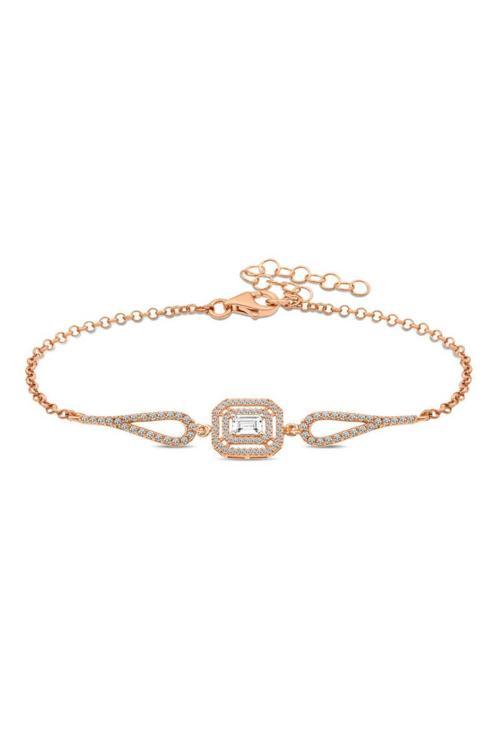 Gümüş Rose Dikdörtgen Baget Bileklik