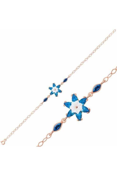 Gümüş Mavi Lotus Çiçeği Bileklik