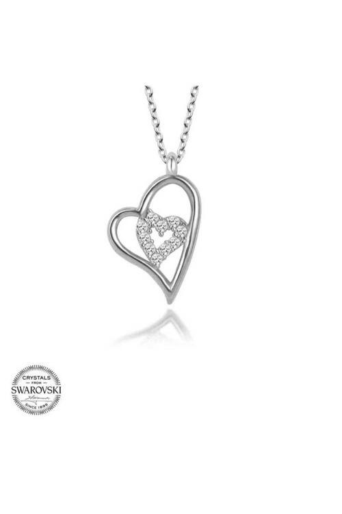 Taşlı Gümüş Kalp Kolye