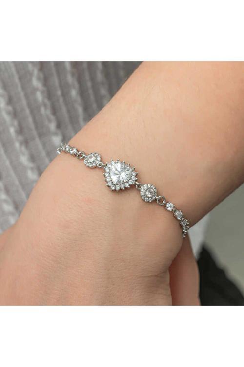 Gümüş Kalpli Su Yolu Kadın Bileklik