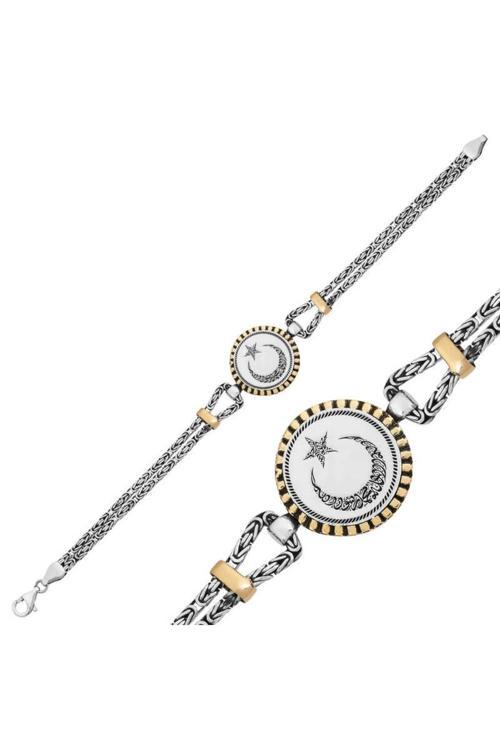 Gümüş Ay Yıldız Erkek Bileklik