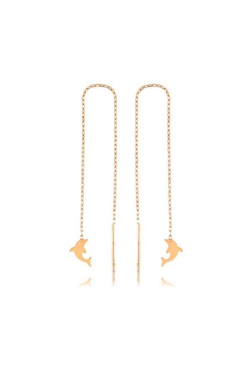 Gümüş Zincirli Yunus Balığı Küpe