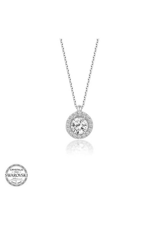 Swarovski Taşlı Gümüş Tektaş Kolye