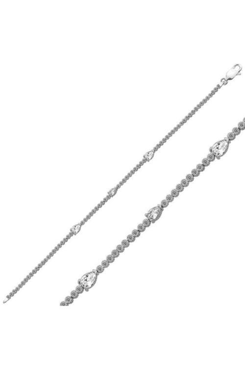 Gümüş Üç Damla Taşlı Su Yolu Bayan Bileklik