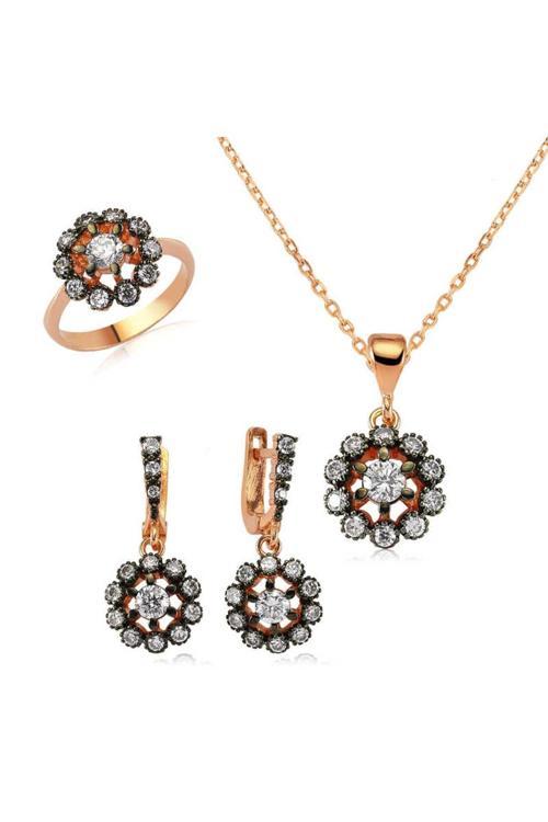 Gümüş Elmas Model Çiçek Kadın Set